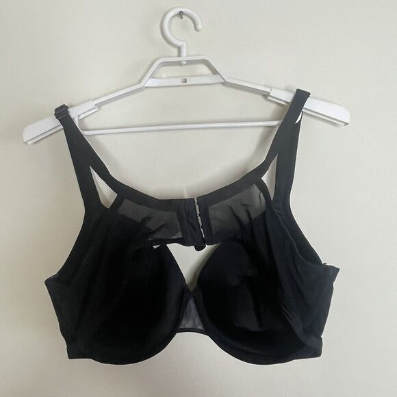 CACIQUE Women's Black Smooth Satin Lightly Lined Full Coverage Bra Sz 46C - Picture 4 of 6